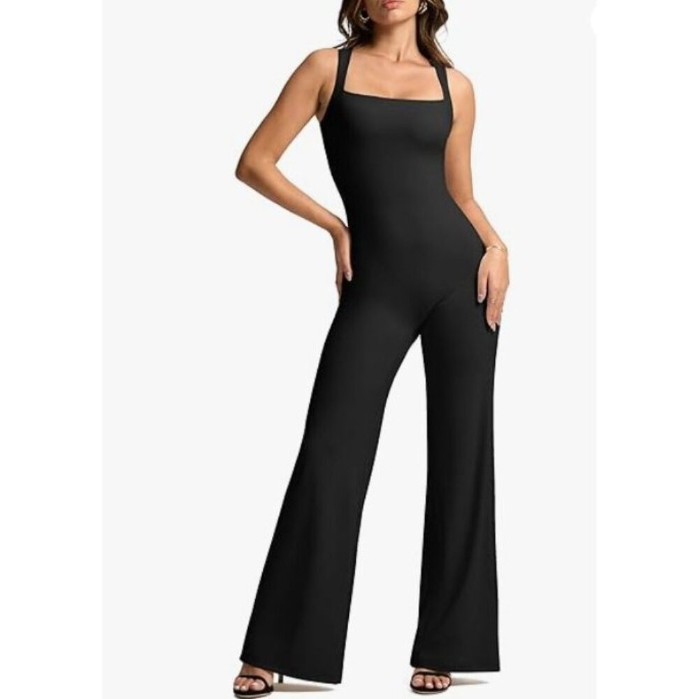 Vilamva Sleeveless‎ Wide Leg Jumpsuit Medium Black New Summer